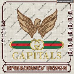 NHL Washington Capitals Gucci Embroidery Design, NHL Team Embroidery Files, NHL Capitals Embroidery, Instand Download
