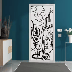 Art Graffiti Door Sticker Vinyl Door Decor Peel and stick Door Removable wallpaper Front Door Decor Vinyl