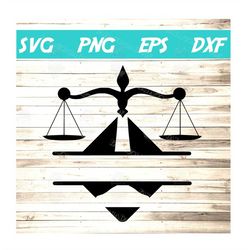 Justice Scale SVG, Name Frame, Monogram