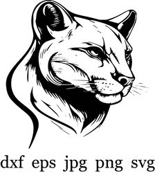 COUGAR HEAD SVG, Cougar Clipart,  Cougar Head Svg Cut File For Cricut,  Mountain Lion Svg, Camping Svg Cut File
