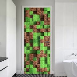 Minecraft Sticker Door Wallpaper for Game Room Door Art Adhesive Painting