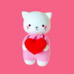 Crochet PATTERN Cat with Heart, , Amigurumi tutorial PDF in English