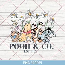 Floral Disney Winnie The Pooh PNG, Vintage Pooh Bear PNG, The Pooh and Friends Sketch PNG, Piglet Eeyore Tigger PNG