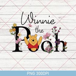 Retro Floral Winnie The Pooh PNG, Disney Winnie The Pooh PNG, Pooh and Friends, Disney Family Vacation, Piglet, Eeyore