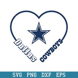 Heart Dallas Cowboys Team Svg, Dallas Cowboys Svg, NFL Svg, Png Dxf Eps Digital File