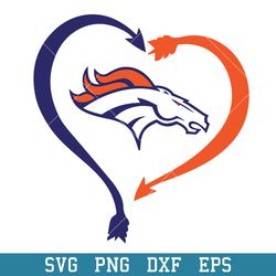 Heart Denver Broncos Football Logo Svg, Denver Broncos Svg, NFL Svg, Png Dxf Eps Digital File