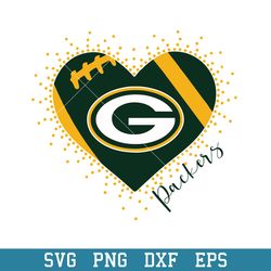 Heart Green Bay Packers Logo Svg, Green Bay Packers Svg, NFL Svg, Png Dxf Eps Digital File