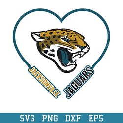 Heart Jacksonville Jaguars Football Svg, Jacksonville Jaguars Svg, NFL Svg, Png Dxf Eps Digital File