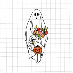 Halloween Flower Ghost Svg, Flower Ghost Svg, Trick or Treat, Cute Ghost Svg, Halloween Pumpkin Svg, Svg for Cricut