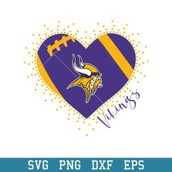 Heart Minnesota Vikings  Svg, Minnesota Vikings  Svg, NFL Svg, Png Dxf Eps Digital File