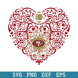 Heart San Francisco 49ers Floral Svg, San Francisco 49ers Svg, NFL Svg, Png Dxf Eps Digital File