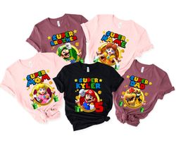 Personalized Super Mario Birthday Shirt, Super Mario TShirt, Super Mario Family Tee, Mario & Friend Party Matching Tee