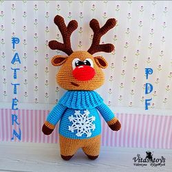 Christmas Deer Rudolph amigurumi crochet pattern