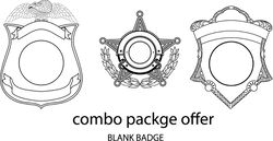 BLANK BADGE COMBO PACKGE OFFER VECTOR FILE 4 Black white vector outline or line art file