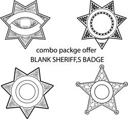 BLANK SHERIFF,S BADGE COMBO PACKGE OFFER VECTOR FILE Black white vector outline or line art file