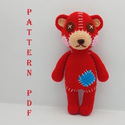 Red Teddy Bear amigurumi crochet pattern