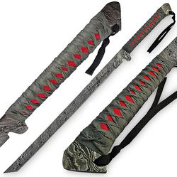 Damascus Steel Knife Custom Handmade - 36.00" inches Damascus Steel Battle ready katana sword outdoor fantasy sword