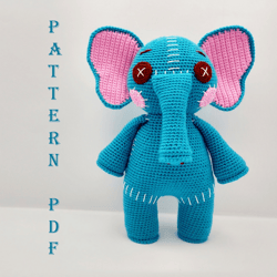 Blue Elephant amigurumi crochet pattern