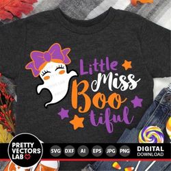 Little Miss Bootiful Svg, Girl Halloween Cut Files, Cute Ghost Svg Dxf Eps Png, Girls Svg, Boo-tiful Svg, Spooky Clipart