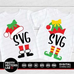 Santa Girl Svg, Elf Girl Svg, Santa Hat and Feet Cut Files, Christmas Svg Dxf Eps Png, Elf Legs Clipart, Elf Hat & Feet,