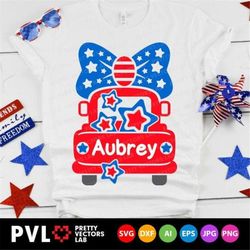 Patriotic Truck Svg, 4th of July Svg, USA Old Truck Cut Files, Girls Shirt Design, America Svg Dxf Eps Png, Kids Clipart