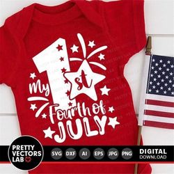 My 1st 4th of July Svg, My First Fourth of July Svg, Baby Cut Files, Patriotic Quote Svg, Dxf, Eps, Png, Newborn Clipart