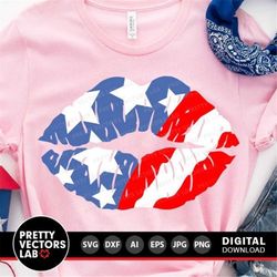 American Flag Lips Svg, Patriotic Svg, 4th of July Svg, Girls USA Svg Dxf Eps Png, Grunge Mouth Clipart, Women Cut Files