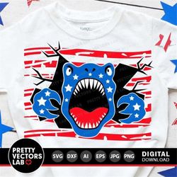 4th of July Svg, Patriotic Dinosaur Cut Files, USA T-Rex Svg, Dxf, Eps, Png, Funny Dino Clipart, Independence Day Svg, S
