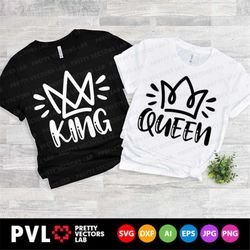 King and Queen Svg, Her King Svg, His Queen Svg, Wedding Svg, Husband & Wife Cut Files, Couple Svg Dxf Eps Png, Valentin
