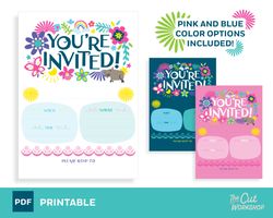 Encanto Birthday Party Invitation  Printable  Blue  Pink  White Themes Included  PDF Instant Digital Download