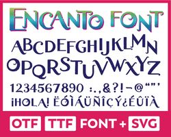 Encanto Font Alphabet OTF TTF SVG Digital Download Letters Numbers  Includes Accents and Punctuation! Abecedario Encanto