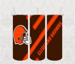 Cleveland Browns 20oz Skinny Tumbler Template PNG, Cleveland Browns Logo Tumbler Wrap PNG, Football Team Tumbler Png