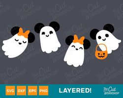Halloween Cute Ghosts Mickey Minnie Mouse Fall Autumn  SVG Clipart Images Digital Download Sublimation Cricut Cut File P