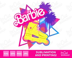 Barbi Roller Skate Blade Palms Pink Babe Doll Girly Retro 80s  SVG PNG JPG Clipart Digital Download Sublimation1