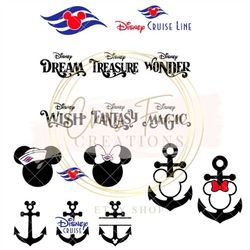 Mouse Cruise SVG Bundle Anchor PNG, DXF, eps files, Cricut Summer Family Trip Fantasy Dream Wish Wonder Magic Digital Do