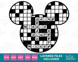 Mickey Ears Checkered Crossword Puzzle Style   SVG Clipart Digital Download Sublimation Cricut Cut File Png Dxf Eps Jpg