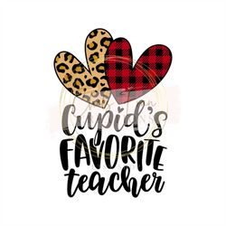 Cupids Favorite Teacher Valentine SVG PNG DXF eps files for Cricut & Silohuette Galentine Cheetah Print and Plaid Hearts