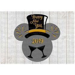SVG DXF File for Happy New Year Mickey