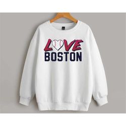 Vintage Love Boston Baseball Classic Unisex White Sweatshirt, Boston Baseball Team Retro 90s Shirt, American Baseball Sw