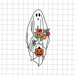 Halloween Flower Ghost Svg, Flower Ghost Svg, Trick or Treat, Cute Ghost Svg, Halloween Pumpkin Svg, Svg for Cricut