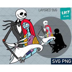 Jack and Sally SVG, Cricut svg, Clipart, Layered SVG, Files for Cricut, Christmas svg, Cut files, Silhouette, T Shirt sv