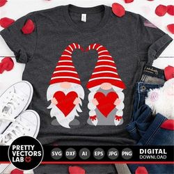 Valentine Gnomes Svg, Valentine's Day Cut Files, Gnome Boy & Girl Svg, Cute Gnome Couple Svg, Dxf, Eps, Png, Love Clipar