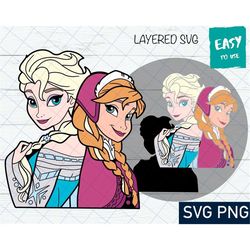 Princess SVG, Cricut svg, Clipart, Layered SVG, Files for Cricut, Cut files, Silhouette, T Shirt svg png, birthday Elsa