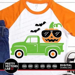 Halloween Truck Svg, Truck with Pumpkin Svg, Vintage Truck Svg, Dxf, Eps, Png, Fall Cut Files, Kids Clipart, Thanksgivin