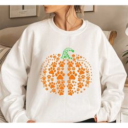 Paw Pumpkin Sweatshirt ,Cute Halloween Shirt, Halloween Cat Shirt, Cat Lover Gift, Fall Season Shirt, Pumpkin Shirt,Wome
