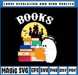 Halloween Boo Books PNG, Halloween Teacher Librarian Books Reading Ghost Pun Booooks Png, Ghost Reading Books Png, Hallo