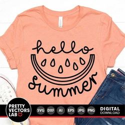 Hello Summer Svg, Watermelon Cut File, Vacation Quote Svg Dxf Eps Png, Farmhouse Sign Svg, Beach Clipart, Sublimation Pn