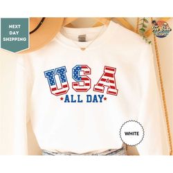 4th of July USA Sweatshirt, USA Sweatshirt, American Flag Tee, Memorial Day Shirt, Fourth of July