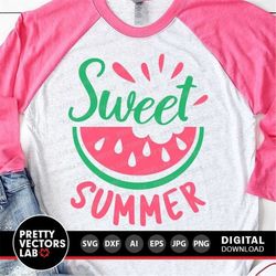 Sweet Summer Svg, Vacation Cut Files, Watermelon Svg, Dxf, Eps, Png, Beach Clipart, Girls Shirt Design, Sublimation Png,