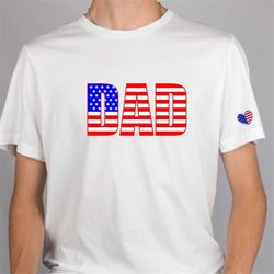Dad USA Flag Patriotic T-Shirt,Fathers Day Gift,USA Flag with Heart on Sleeve Shirt,Dad Patriotic Shirt,4th of July Shir